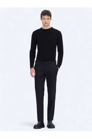 Kip Siyah Dokuma Regular Fit Smart Casual Pamuk Karışımlı Pantolon Siyah