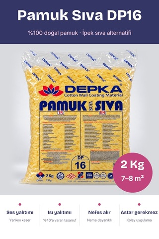 Depka Pamuk Sıva Dp16 2 Kg 7-8 M² İpek Sıva Alternatifi Isı Ve Ses Yalıtımlı Dekoratif Sıva