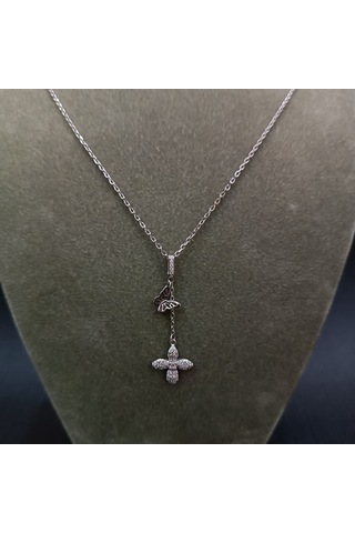 925 Ayar Gümüş Çiçek Model Kelebek Detaylı Tasarımı Harikası Kolye Gümüş