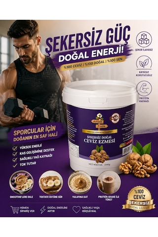 Adress Fındık Şekersiz Ceviz Ezmesi 1 KG