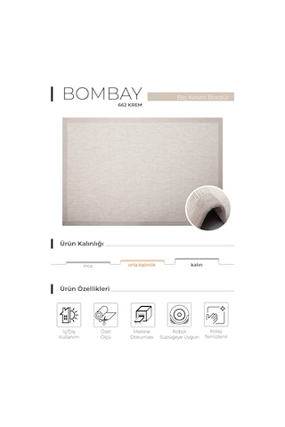 Bombay 662 Krem Hav Toz Vermez Kolay Temizlenen Hasır Doku Sisal Halı Krem