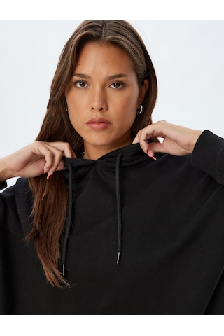 Koton Kapşonlu Sweatshirt Basic Uzun Kollu Üç İplik Pamuklu Siyah 5wak10223ek Siyah