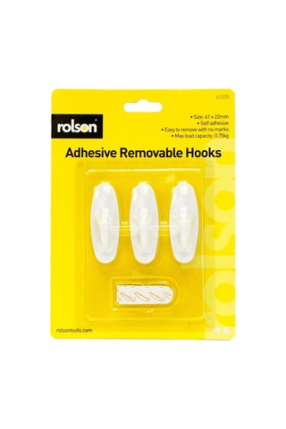 Lexroo 61335 3pc Removable Adhesive Hook, Black Çok Renkli