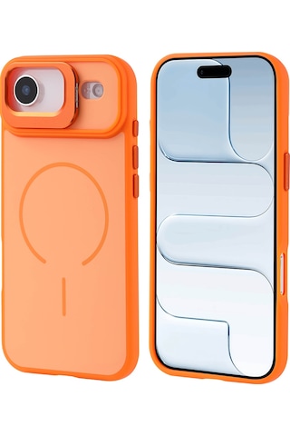 Apple Uyumlu iPhone 17 Air Kılıf M-safe Şarj Özellikli Kamera Standlı Mkst Notron Kapak - Gold Altın