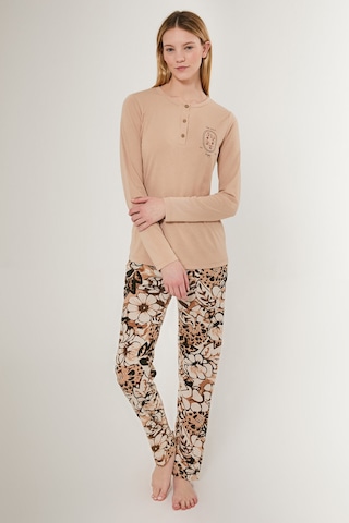 Arnetta Kadın Krem Uzun Kol Pijama Takımı Krem