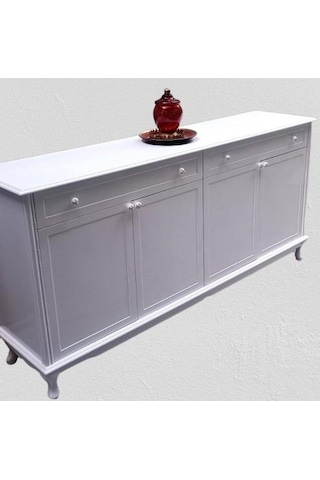 Konsol Klasik Model Tv Sehpa 90386 Ahşap Mdf Parlak Beyaz Boya El Yapım