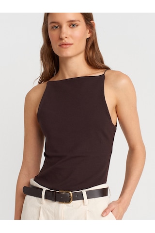 Dilvin 21020 Halter Yaka Top-koyu Kahve Koyu Kahve