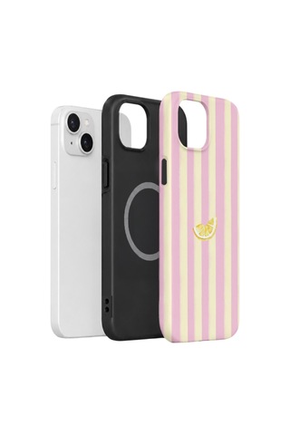 Apple iPhone Uyumlu 13 Vorian Çift Katmanlı Magsafe Kılıf Lemon Charm Pink
