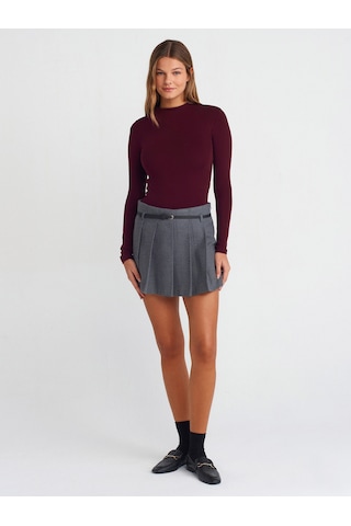 Dilvin 31433 Yarım Balıkçı Yaka Top-bordo Bordo