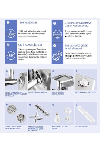 Fakir Steel Proof 1800 Kıyma Makinesi