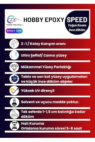 6 Kg Hobi Epoksi Speed/ Hızlı Kuruma/ Şeffaf Epoksi Reçine Ince D