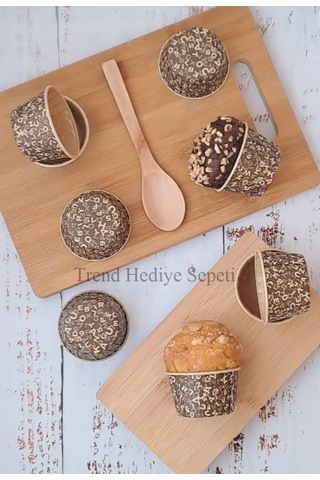 Trend Hediye Sepeti 50'li Kraft Kahverengi Desenli, Muffin Kek Kalıbı, Kek Kapsülü Cupcake Kalıbı, A Sku: Smg8690010562005 Açık Gri