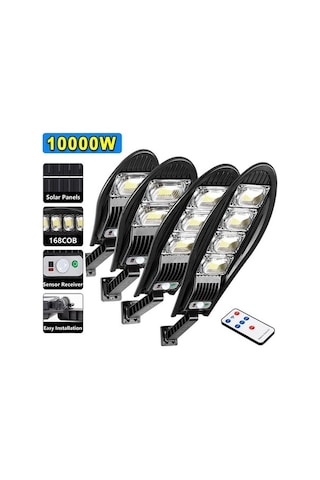 Novahub 10.000w Yükseltilmiş 168led Güneş Enerjili Sokak Lambası Açık Su Geçirmez Led Bahçe Duvarı 10000mah 8000w