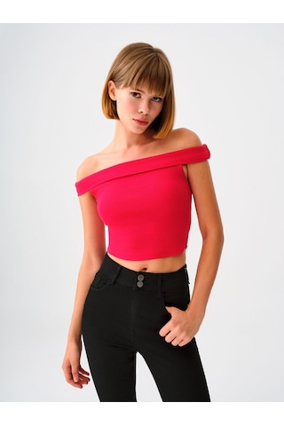 LOFT Crop Kadın Tshirt K.kol Kırmızı