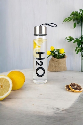 H2o Borosilikat Metal Kapaklı Cam Matara 450 Ml C1-1-18