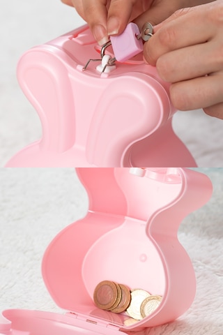 Porsima 041 Pvc Anahtarlı Kilitli Gülenyüz Kumbara Pembe 12,5x15,5cm