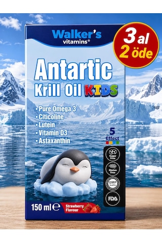 Walker's Vitamins Omega 3- Krill Oil Balık Yağı Omega 3 ,sitikolin Epa, Dha, İçeren Çocuk Şurubu