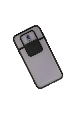 Newface Samsung Galaxy Uyumlu J7 Pro / J730 Kılıf Palm Buzlu Kamera Sürgülü Silikon Semeglbl - 96 - Siyah