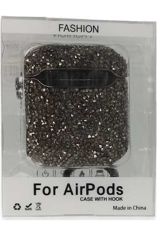 Airpods Uyumlu, 2 2.nesil Mira Taşlı Kılıf - Siyah