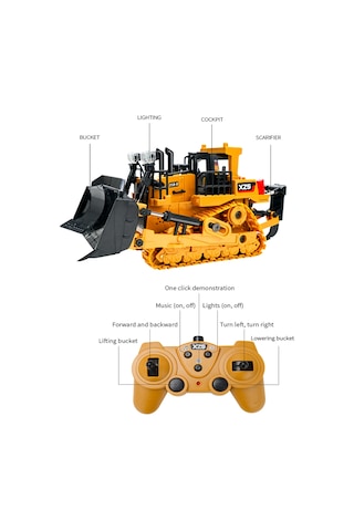 Neevoyu 1:24 Ölçekli 2.4g 9 Kanallı Rc Buldozer - Gerçekçi Ses Ve Işık Fonksiyonlu Çocuk Eğitici Oyuncak Çok Renkli