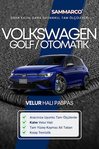 Volkswagen Golf 8 Otomatik 2025 Halı Paspas Velur Paspas Kumaş Paspas Oto Paspas