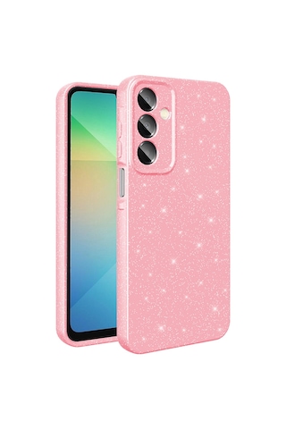 Galaxy A16 Uyumlu Kılıf Kamera Korumalı Simli Lüks Sys Koton Kapak - Siyah Siyah