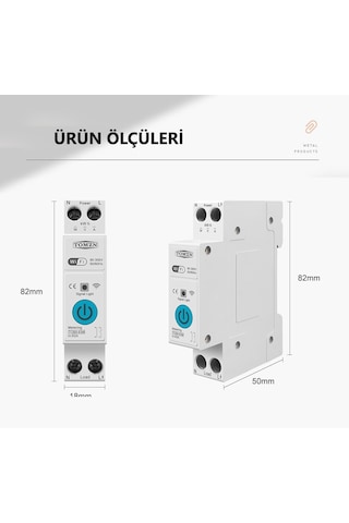 Tomzn WiFi Özellikli Akıllı Sigorta Dahili Enerji Ölçerli Zaman Rölesi 63A
