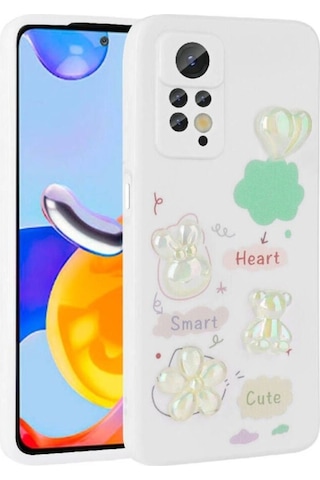 Xiaomi Redmi Note 12 Pro 4g Kılıf Kabartma Figürlü Parlak Zore Toys Silikon Kapak Beyaz