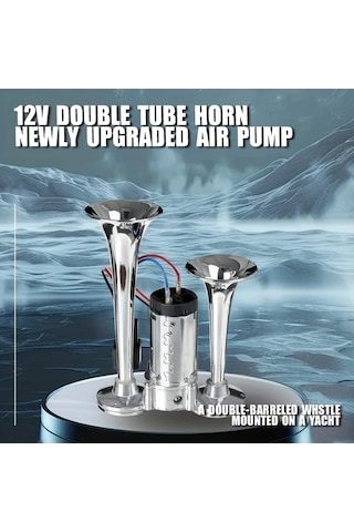 Pazly Silvery 12v Çift Boru Araba Kornası Elektrikli Pompa - Tüm 12v Araçlar İçin