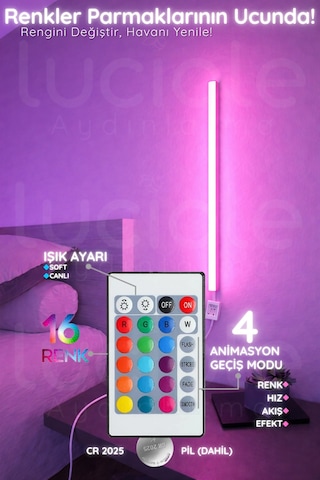Uzaktan Kumandalı Led Aplik - Yatak Üstü, Tv Yanı ,oturma Odası - Rgb Çok Renkli 50 Cm