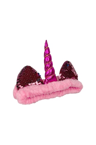 Unicorn Peluş Bandana Makyaj Saç Bandı Pembe Pembe Boynuzlu Pembe