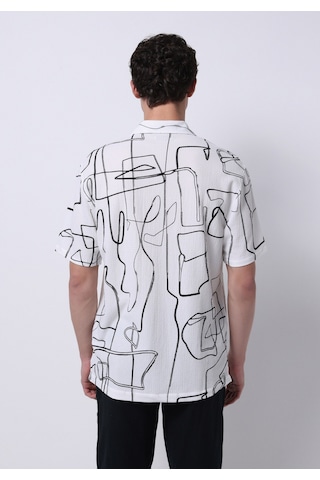 Colin's Colins Regular Fit Shirt Neck Baskılı Erkek Siyah Kısa Kol Gömlek Cl1074225 Q1.v1 Bpt Black Printed
