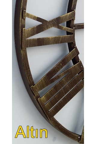 Ferforje Duvar Saati Otantik 5510 Bg Altın Eskitme 55Cm 3Boyutlu Altın