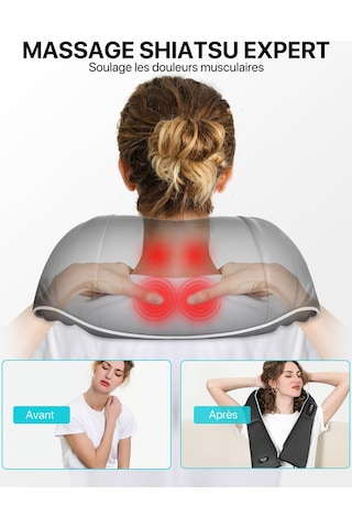 Alljoy Boyun Masaj Aleti, Isıtmalı Sırt Ve Boyun Ve Omuz Masaj Aleti, Saklama Çantalı Elektrikli Shiatsu Masaj Aleti, 3d Döndürme, Ayarlanabilir Hız, Hediye