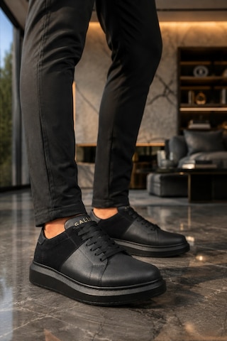 Mevese Tsoob Bağcıklı Cilt Süet Erkek Günlük Rahat Taban Sneaker Ayakkabı - Siyah