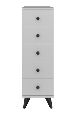 Simple Komodin 5 Çekmeceli 30x44x96 Beyaz Beyaz