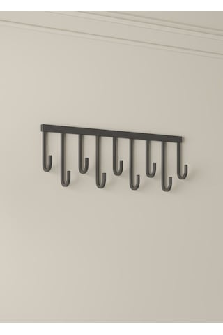 Lavons Metal Dekoratif 9 Askılı Demir Duvar Askısı Metal Askılık Elbise Askısı Portmanto Siyah