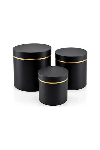 Ers 3pcs Yuvarlak Mat Renkli - Düz Renk Karton Hediye Kutusu 18-16-12cm
