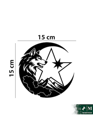 Kurt Ay Yıldız Sticker, Araç, Vitrin,cam,kask, Vs Uyumlu Modifiye, Aksesuar, Dekoratif Folyo Etiket Sticker 15x15cm