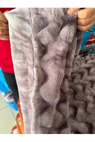 Aslan Bubble Çift Taraflı / Çift Katlı /çift Kişilik/ Lüx Battaniye/ 4,5 Kg / Modern / Şık / Çeyizlik Açık Mor