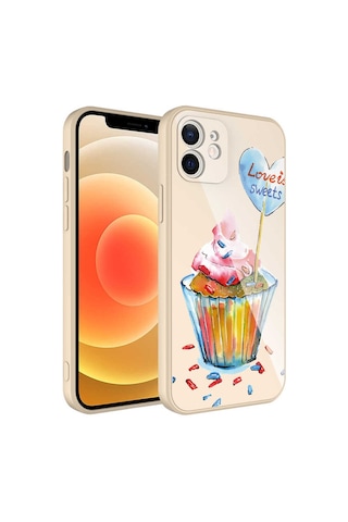 Apple Uyumlu iPhone 12 Uyumlu Kamera Korumalı Desenli Sert Silikon Zore Epoksi Kılıf-no8 NO8 -