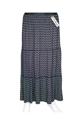 Hesna Kadın Nursel Lastikli 3 Kat Kum Efektli Siyah Etek Siyah