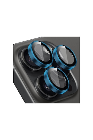 uff Apple Uyumlu iPhone 15 Pro Max / 15 Pro Kamera Metal Lens Koruyucu Mavi