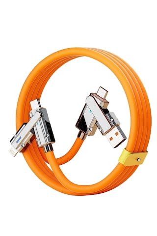 6019 Usb Type C Lightning 4 İn 1 Hızlı Şarj Data Kablosu Çevirici Dönüştürücü Adaptör 120w 1m