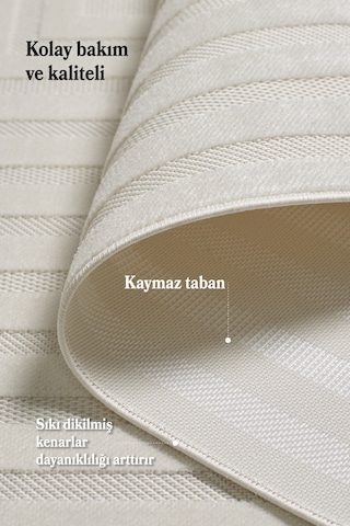 Modern Halı Yıkanabilir Halı Kaymaz Tabanlı Halı Salon Halısı Mutfak Halısı Sisal Yolluk Halı Krem