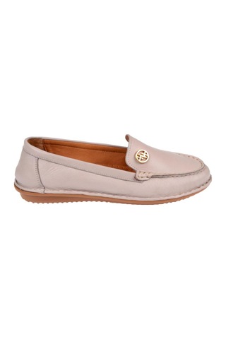Beety %100 Deri Comfort Kadın Babet Bee-228 Silver Gümüş