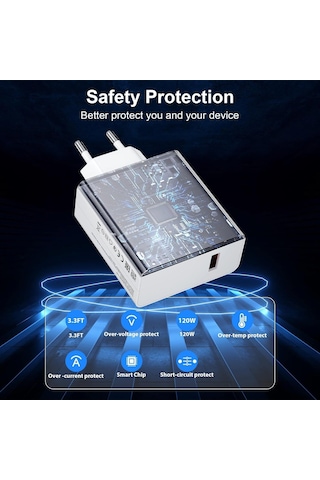 Xiaomi Mi İle Uyumlu 120w Turbo Hızlı Şarj Aleti Kablo Dahil Yarım Saatte Doldurur