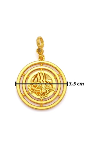 Altın Kaplama İmitasyon Ajda Desenli Tuğralı Küçük Boy Kolye Ucu Tgr-734 Altın