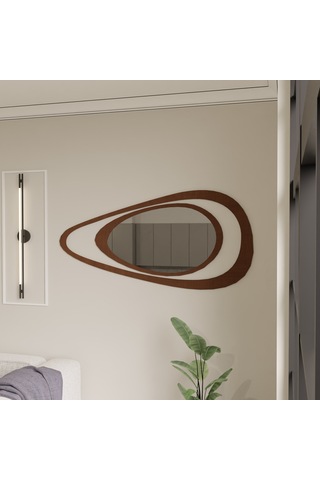 Dekoratif 2 Parçalı Lüks Pleksi Aynalı Duvar Dekoru Kahverengi