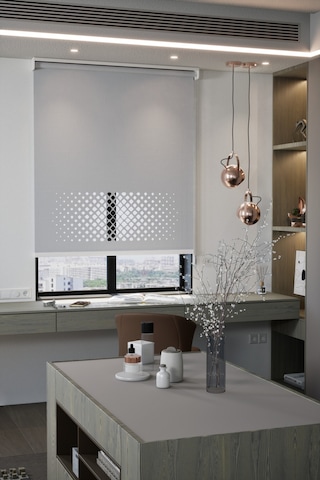 Lazer Kesim Mat Stor Perde, Lazer Kesimli Modern Serisi, M-2005 Gri Renk Gri Gri